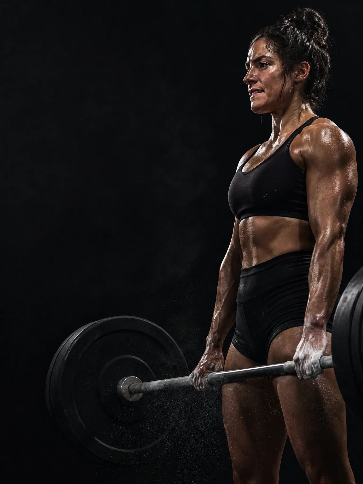 A powerful woman athlete lifting