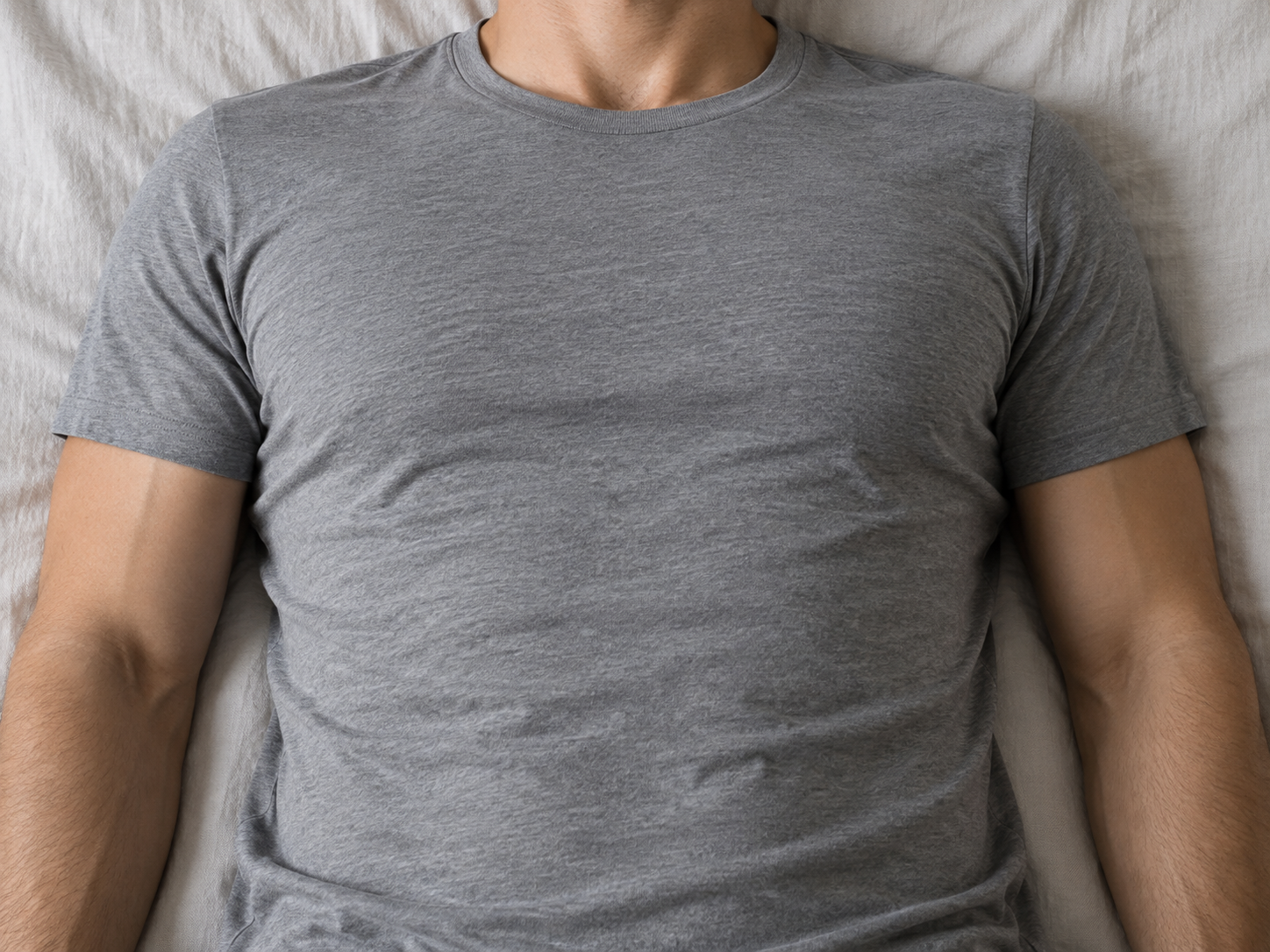 Close view of a person’s chest during a resting observation